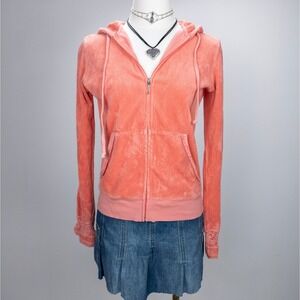 Juicy Couture Pink Terry Zip Hoodie Made in USA Y2K Medium